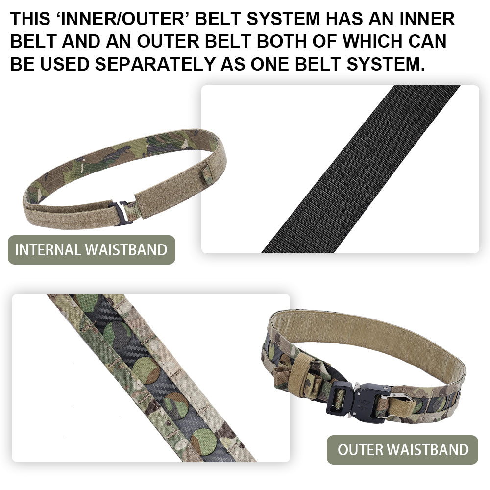 SINAIRSOFT Tactical Bison Belt MOLLE Quick Release D-Ring Buckle Belt Waistband Lightweight