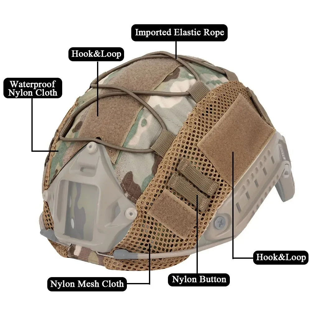 SINAIRSOFT Tactical Helmet Cover W/ mesh for Airsoft Hunting Fast Helmet Headwear