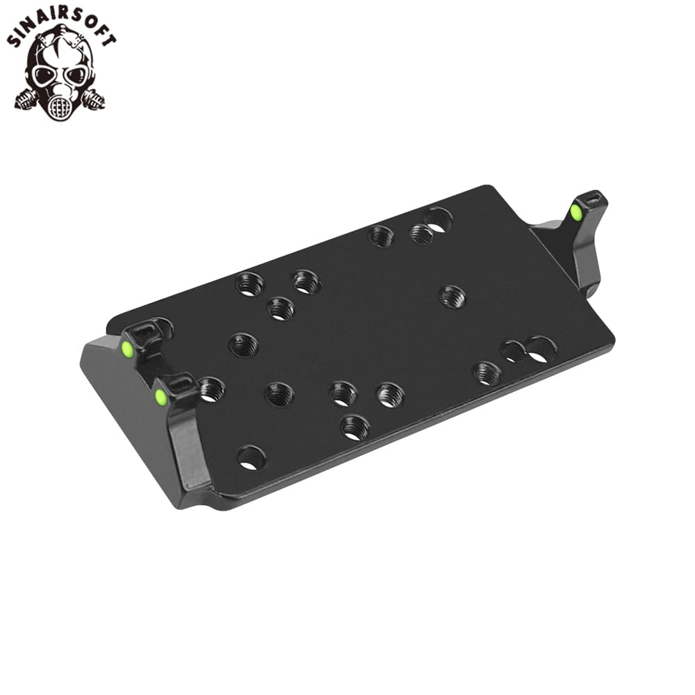 Tactical RMR Red Dot Sight Plate Base Mount W/ Red Green Fiber Optic for Glock