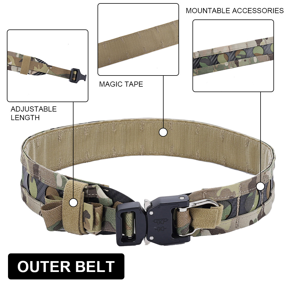 SINAIRSOFT Tactical Bison Belt MOLLE Quick Release D-Ring Buckle Belt Waistband Lightweight
