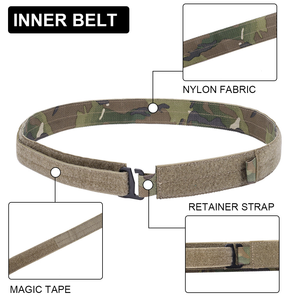 SINAIRSOFT Tactical Bison Belt MOLLE Quick Release D-Ring Buckle Belt Waistband Lightweight