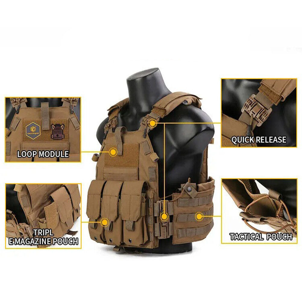 EMERSONGEAR Tactical 6094K Vest Quick Release MOLLE w/ Magazine Pouch