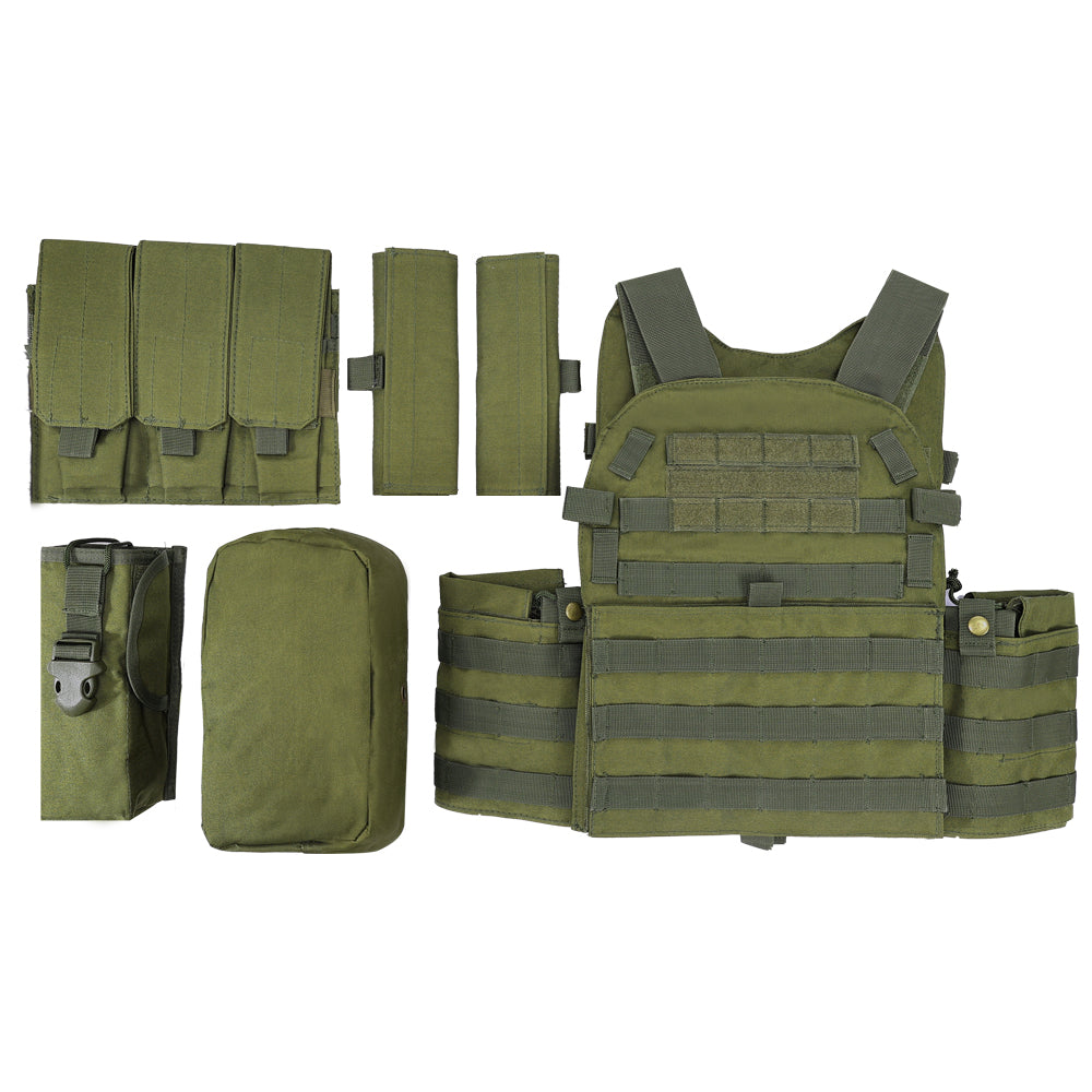 SINAIRSOFT Tactical Vest Plate Carrier Molle Airsoft Combat Assault Gear w/ Pouch
