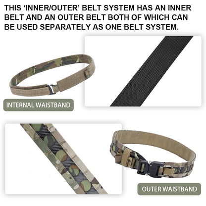 SINAIRSOFT Tactical Bison Belt MOLLE Quick Release D-Ring Buckle Belt Waistband Lightweight