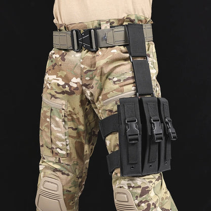 SINAIRSOFT Tactical Drop Leg Magazine Pouch Triple Mag Holder Clip Thigh Bag