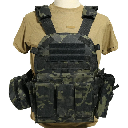 SINAIRSOFT Tactical Vest Plate Carrier Molle Airsoft Combat Assault Gear w/ Pouch