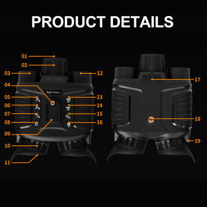 SINAIRSOFT Digital Infrared Night Vision Binoculars 4K 3D Head Mounted Goggles 8X Zoom 300M