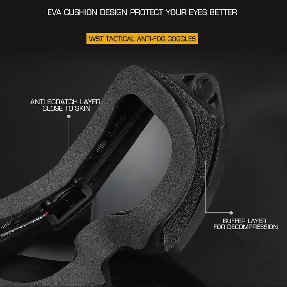 SINAIRSOFT Tactical Goggles Glasses Anti-Fog Anti-Shock Fan Eye Protect