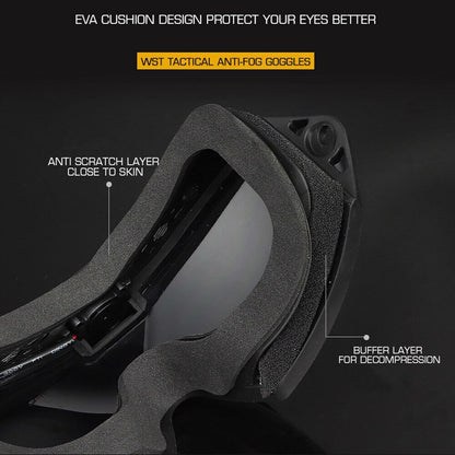 SINAIRSOFT Tactical Goggles Glasses Anti-Fog Anti-Shock Fan Eye Protect