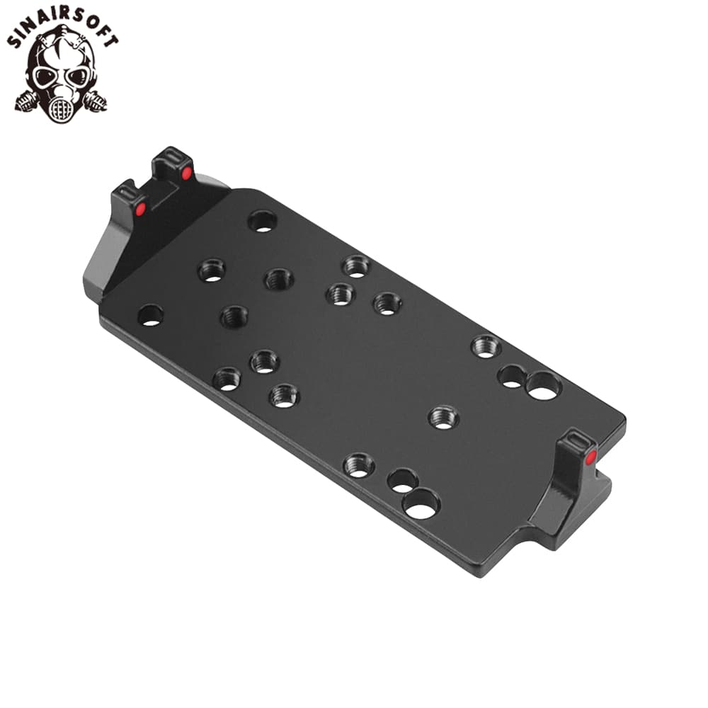 Tactical RMR Red Dot Sight Plate Base Mount W/ Red Green Fiber Optic for Glock