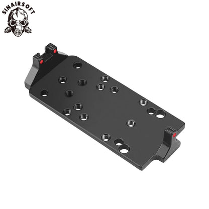 Tactical RMR Red Dot Sight Plate Base Mount W/ Red Green Fiber Optic for Glock