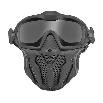 SINAIRSOFT Tactical Hunting Antifog Full Face Mask Fan Goggles Lens + Half Face Mask Set