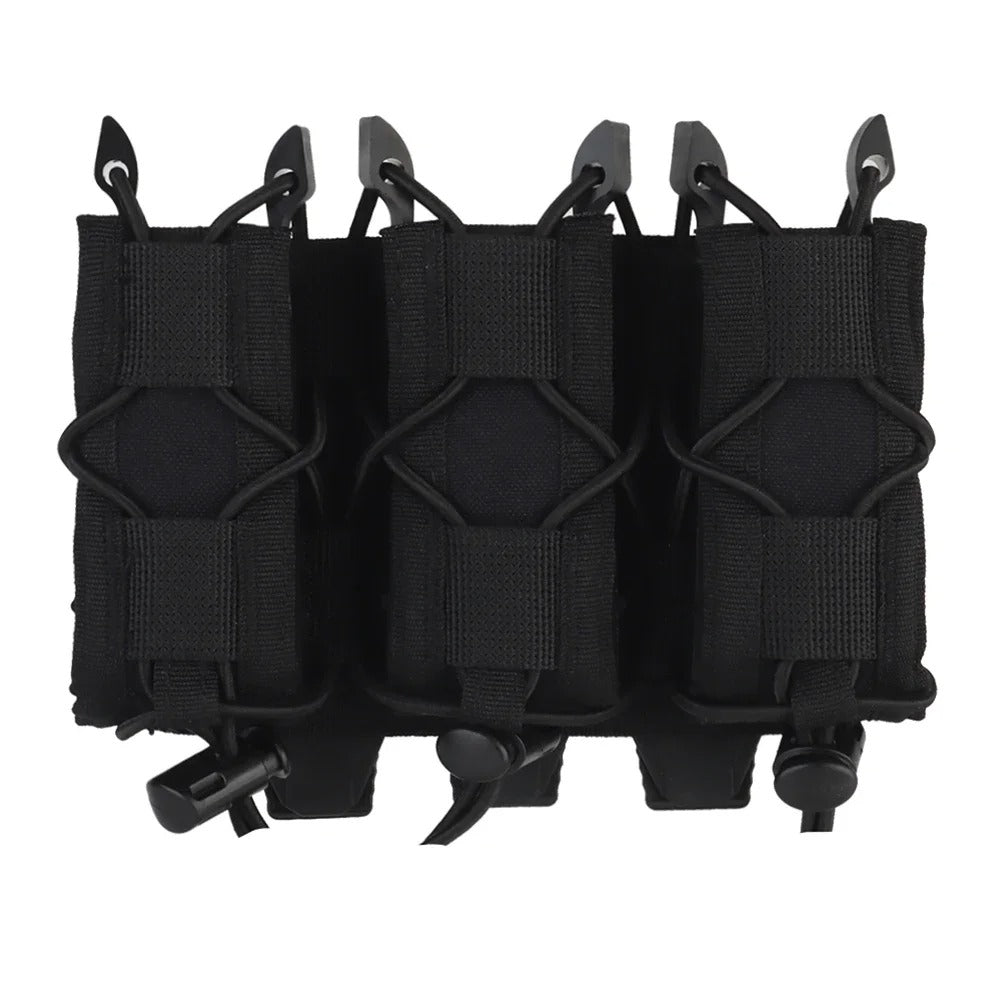 SINAIRSOFT Tactical Triple 9mm Magazine Pouch MOLLE Open Top MAG Carrier Holder Bag