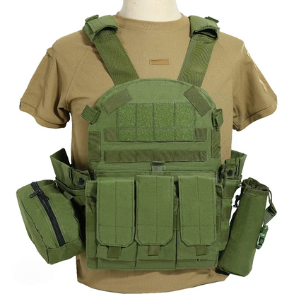 SINAIRSOFT Tactical Vest Plate Carrier Molle Airsoft Combat Assault Gear w/ Pouch