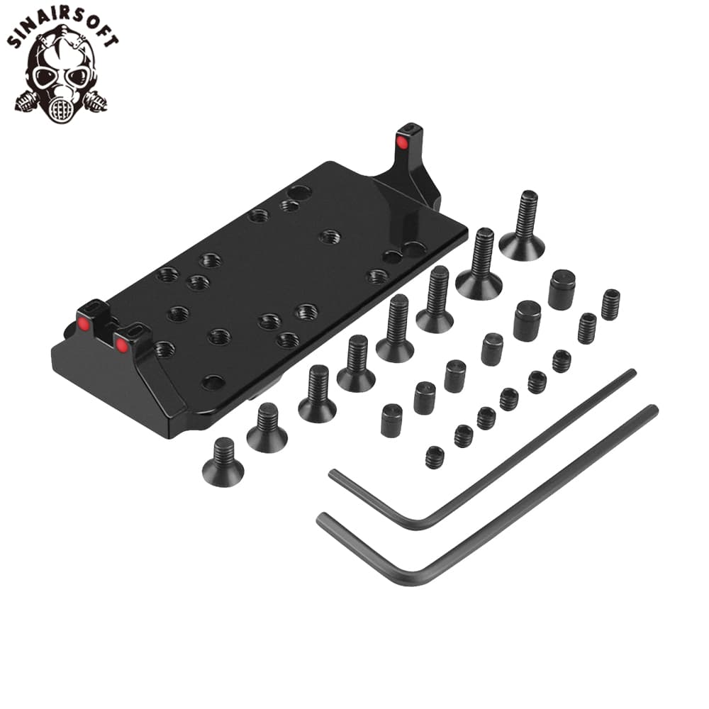 Tactical RMR Red Dot Sight Plate Base Mount W/ Red Green Fiber Optic for Glock