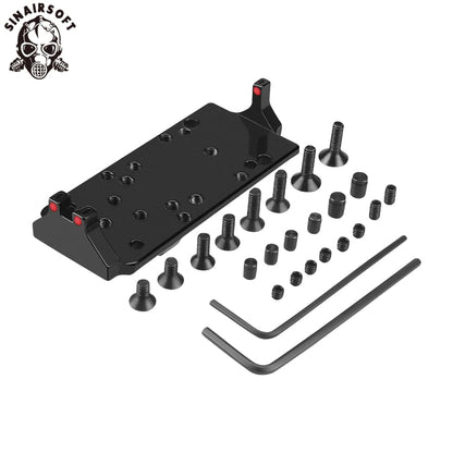 Tactical RMR Red Dot Sight Plate Base Mount W/ Red Green Fiber Optic for Glock
