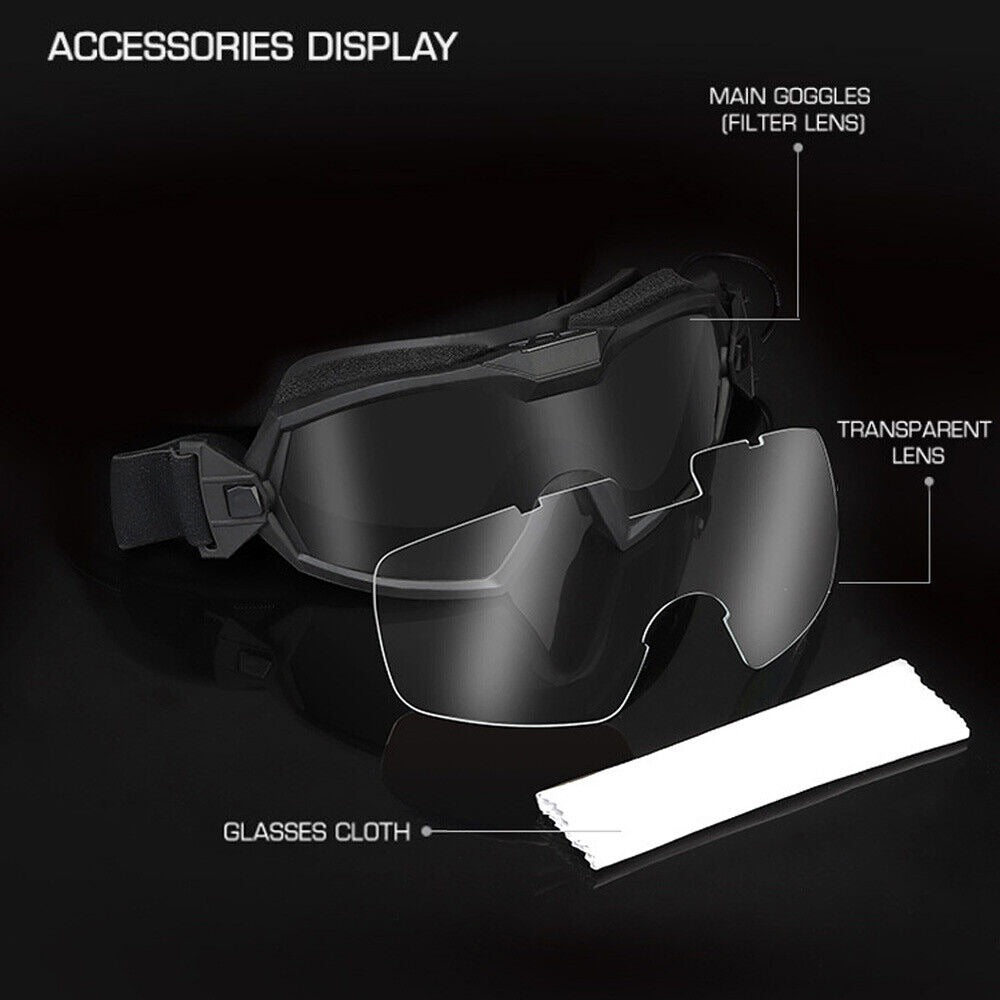 SINAIRSOFT Tactical Goggles Glasses Anti-Fog Anti-Shock Fan Eye Protect