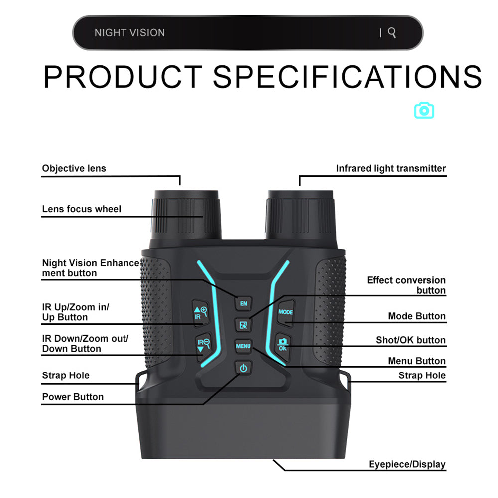 SINAIRSOFT 4K Night Vision Binoculars 4.5 Inch Screen 8X Digital Zoom Tactical Rechargeable