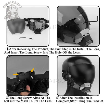 SINAIRSOFT Tactical Half Face Mask Airsoft Protection Halloween Cosplay Props