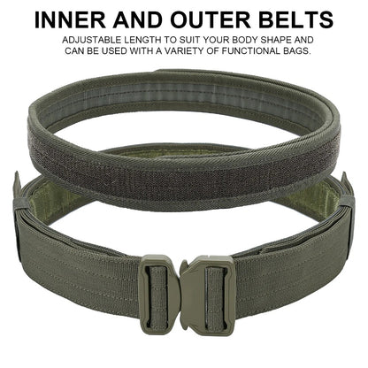 SINAIRSOFT 1000D Nylon Tactical Belt Set with Double Belt 5.56/7.62 Magazine Pouch