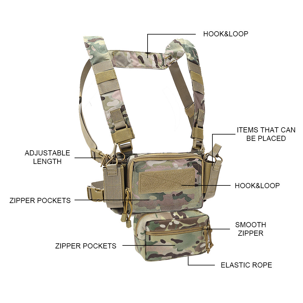 SINAIRSOFT Tactical Chest Rig Vest Modular Recon Harness Pack w/ Magazine Pouch Bag