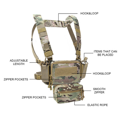 SINAIRSOFT Tactical Chest Rig Vest Modular Recon Harness Pack w/ Magazine Pouch Bag