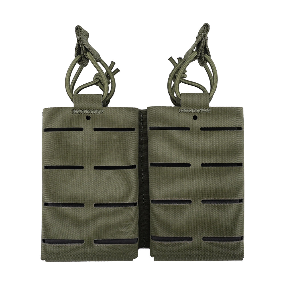 SINAIRSOFT Tactical Rifle Double 5.56 Magazine Pouch MOLLE Mag Cartridge Laser Cut Holder