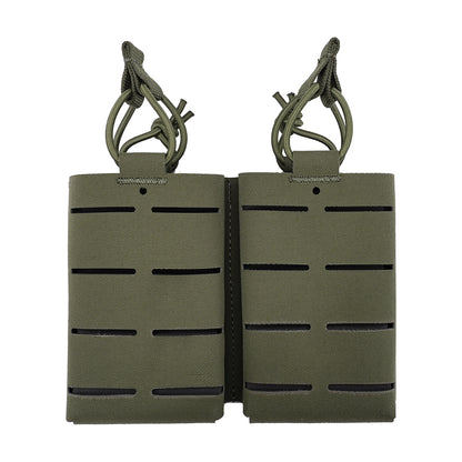 SINAIRSOFT Tactical Rifle Double 5.56 Magazine Pouch MOLLE Mag Cartridge Laser Cut Holder