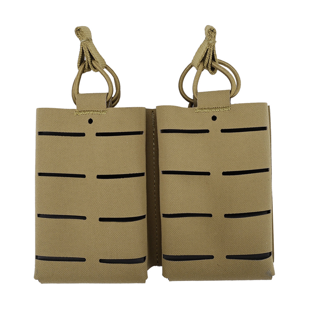 SINAIRSOFT Tactical Rifle Double 5.56 Magazine Pouch MOLLE Mag Cartridge Laser Cut Holder