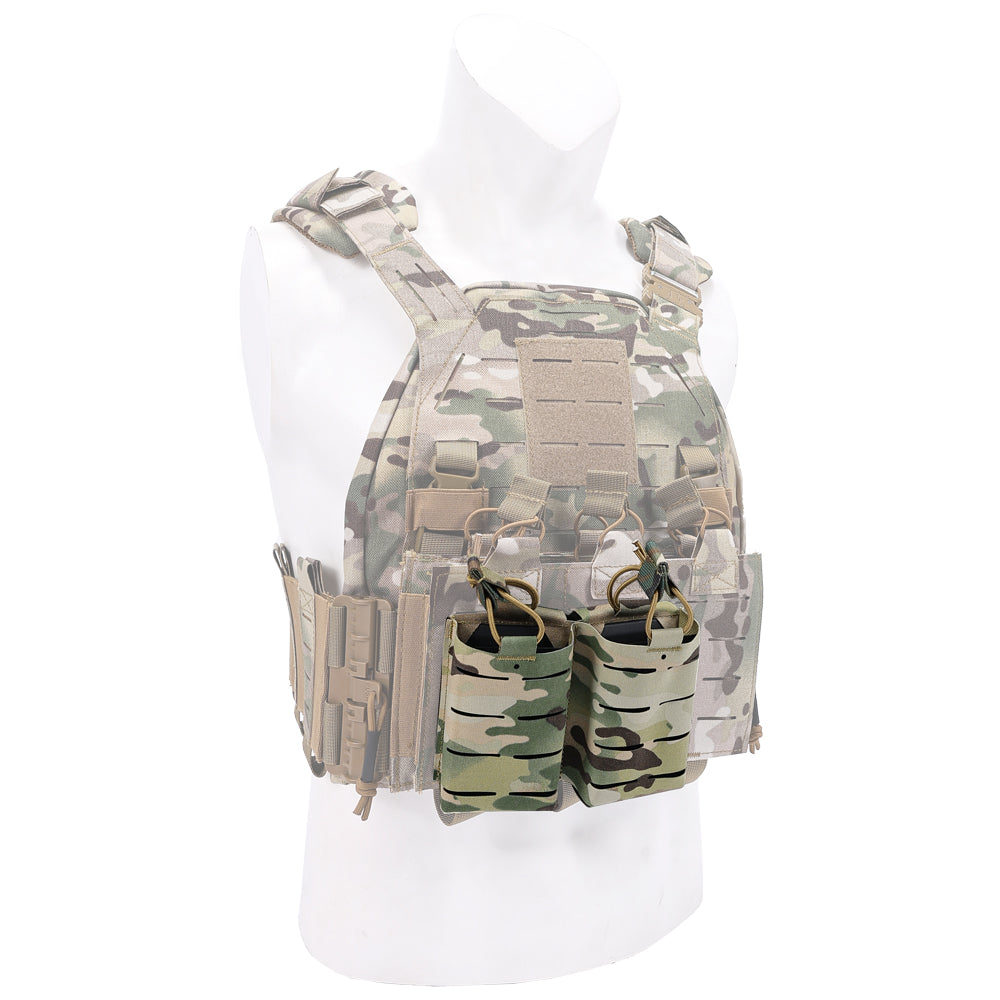 SINAIRSOFT Tactical Rifle Double 5.56 Magazine Pouch MOLLE Mag Cartridge Laser Cut Holder