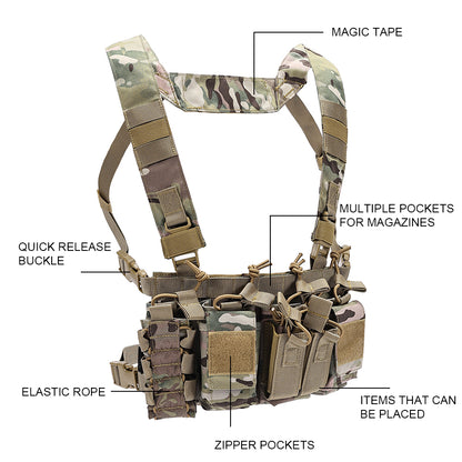 SINAIRSOFT Tactical Chest Rig Vest Harness Magazine Pouch Recon Harness