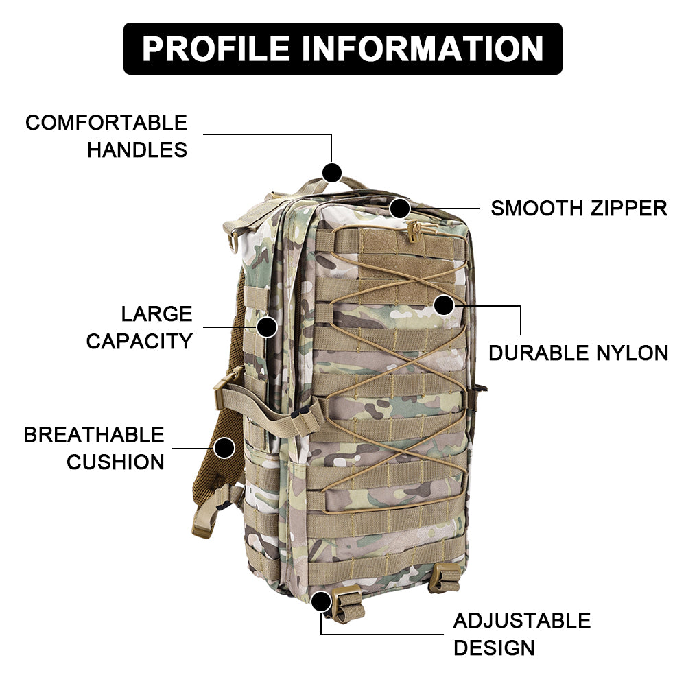 SINAIRSOFT 30L Tactical Backpack Outdoor Hiking Camping Rucksack Trekking Travel Molle Bags