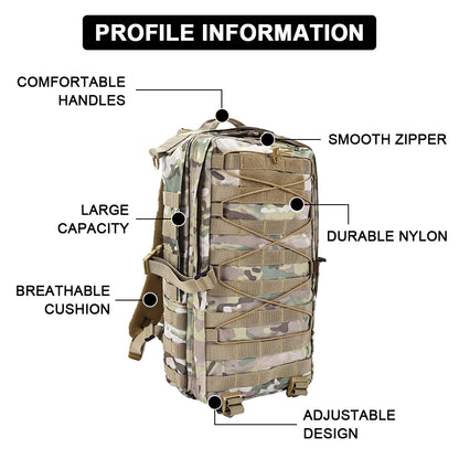 SINAIRSOFT 30L Tactical Backpack Outdoor Hiking Camping Rucksack Trekking Travel Molle Bags