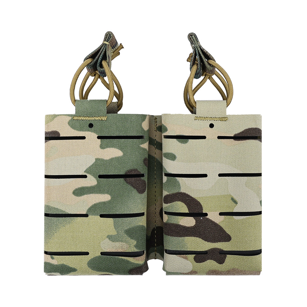 SINAIRSOFT Tactical Rifle Double 5.56 Magazine Pouch MOLLE Mag Cartridge Laser Cut Holder