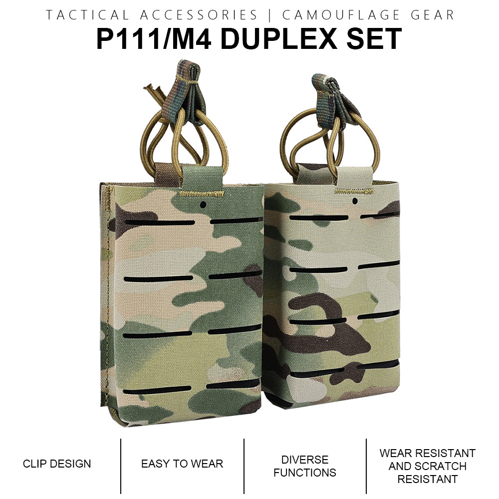 SINAIRSOFT Tactical Rifle Double 5.56 Magazine Pouch MOLLE Mag Cartridge Laser Cut Holder
