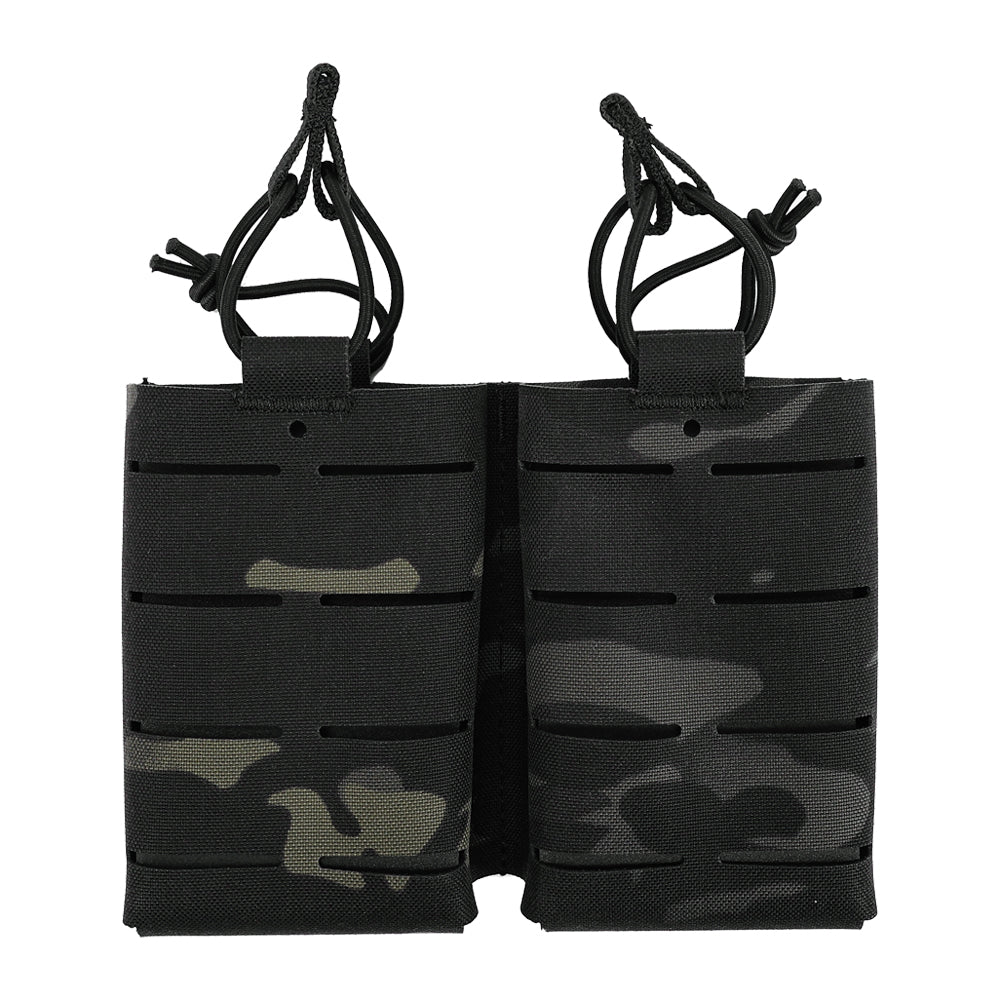 SINAIRSOFT Tactical Rifle Double 5.56 Magazine Pouch MOLLE Mag Cartridge Laser Cut Holder