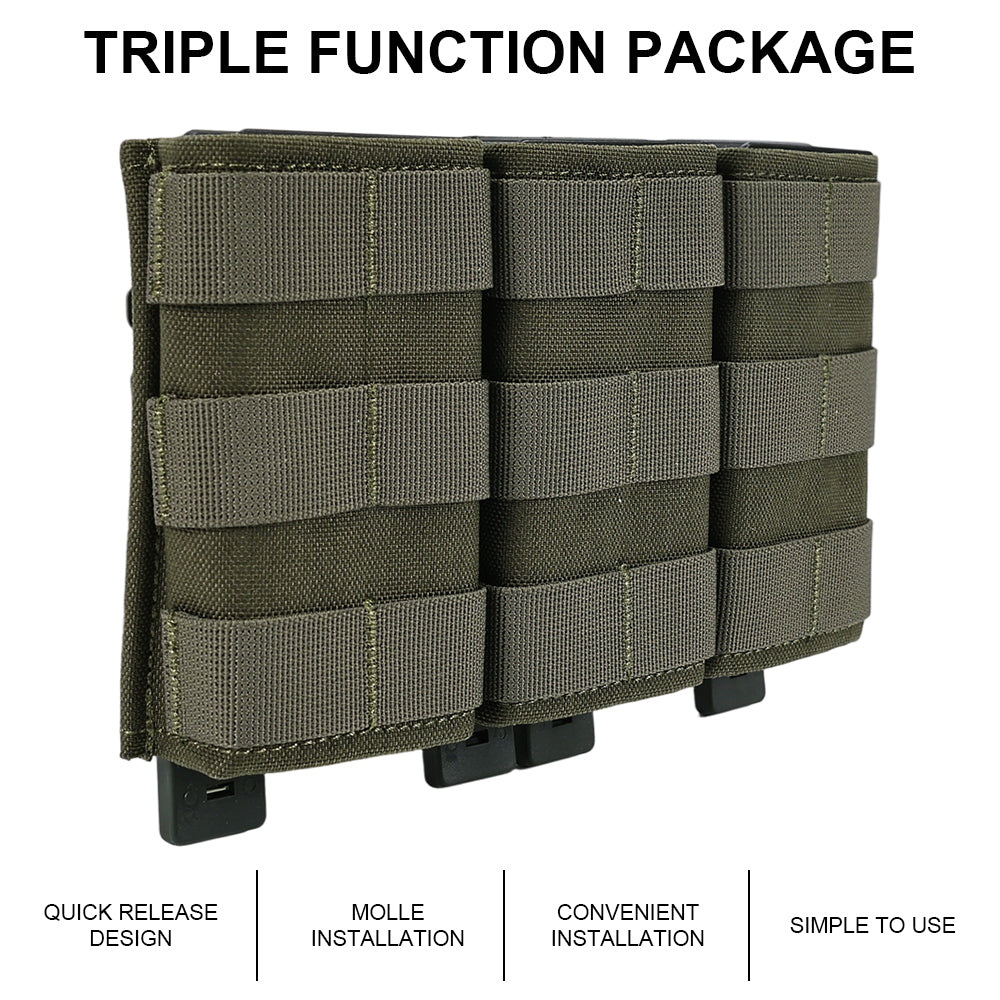 SINAIRSOFT  Tactical Triple 5.56 Magazine Pouch w/ Insert Open Top Molle Rifle Mag Holder