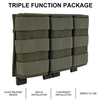 SINAIRSOFT  Tactical Triple 5.56 Magazine Pouch w/ Insert Open Top Molle Rifle Mag Holder
