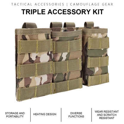 SINAIRSOFT Tactical Molle Triple Magazine Pouch 5.56 7.62 Rifle Mag Holder Airsoft