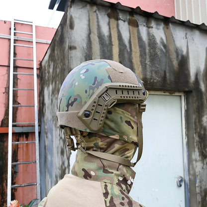 EMERSONGEAR Tactical Fast Helmet Airsoft MH Type Casque w/ NVG Shroud + Side Rail
