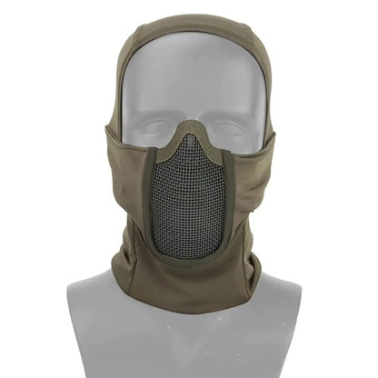 SINAIRSOFT Tactical Balaclava Steel Mesh Face Mask Camo Full Hat Neck Scarf