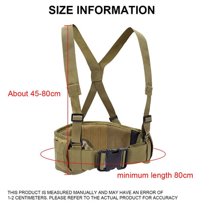 SINAIRSOFT Tactical Molle Waist Padded Belt w/ Suspender Combat Hunting Belts