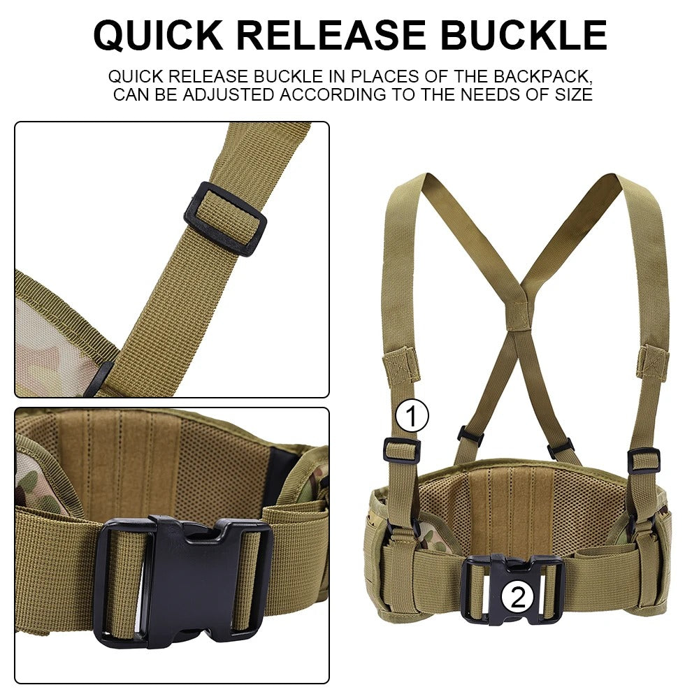 SINAIRSOFT Tactical Molle Waist Padded Belt w/ Suspender Combat Hunting Belts