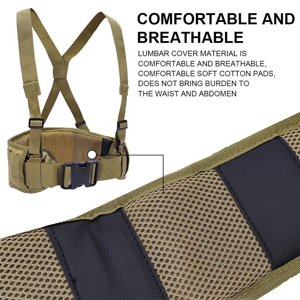 SINAIRSOFT Tactical Molle Waist Padded Belt w/ Suspender Combat Hunting Belts