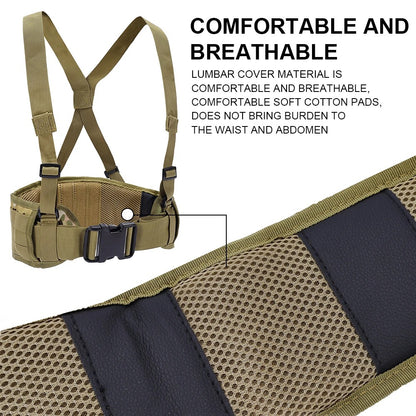 SINAIRSOFT Tactical Molle Waist Padded Belt w/ Suspender Combat Hunting Belts