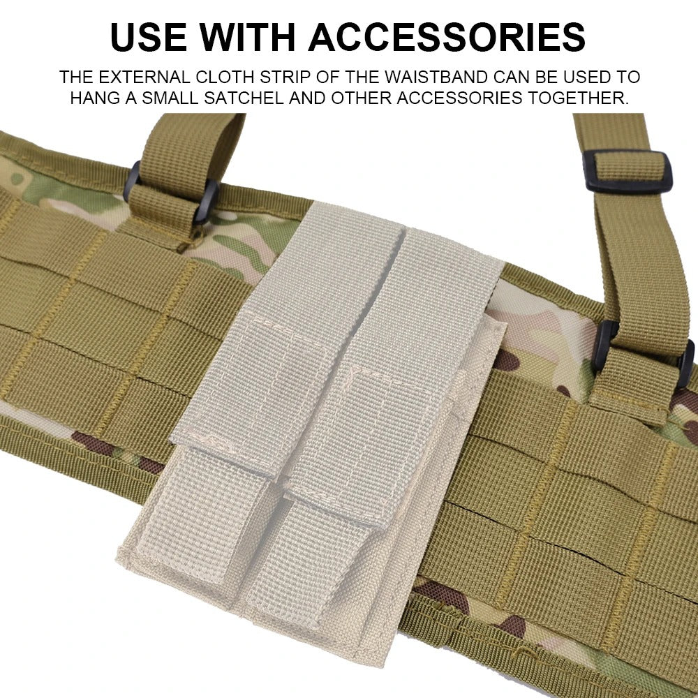 SINAIRSOFT Tactical Molle Waist Padded Belt w/ Suspender Combat Hunting Belts