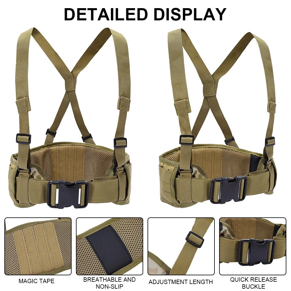 SINAIRSOFT Tactical Molle Waist Padded Belt w/ Suspender Combat Hunting Belts