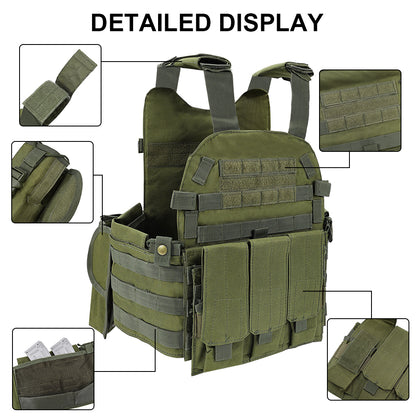 SINAIRSOFT Tactical Vest Plate Carrier Molle Airsoft Combat Assault Gear w/ Pouch