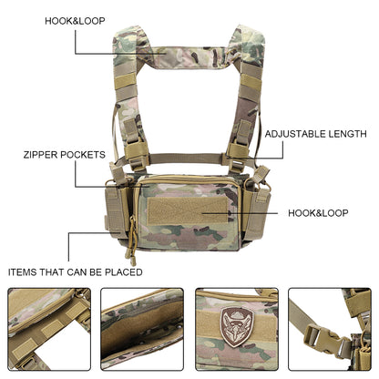 SINAIRSOFT Tactical Chest Rig Vest CRM Harness M4 5.56 Magazine Insert Flatback
