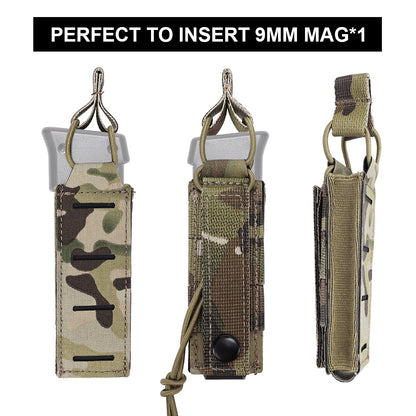 SINAIRSOFT Tactical Molle Pistol 9mm Single Magazine Pouch Flashlight